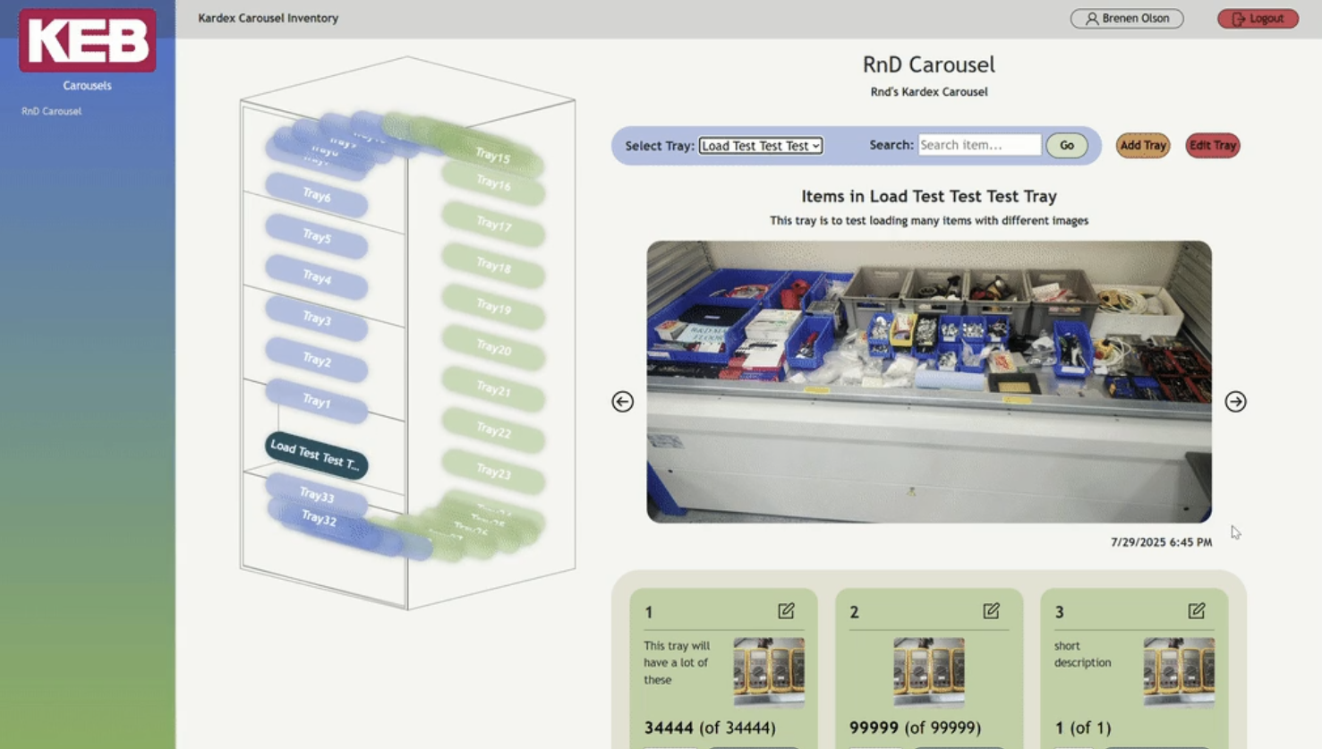 Kardex Carousel Inventory Management System
